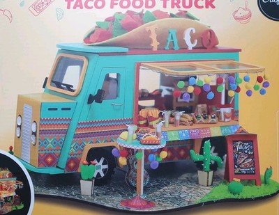 Taco Food Truck Imbisswagen Miniaturhaus Puppenhaus mit LED Licht DIY Bastelset