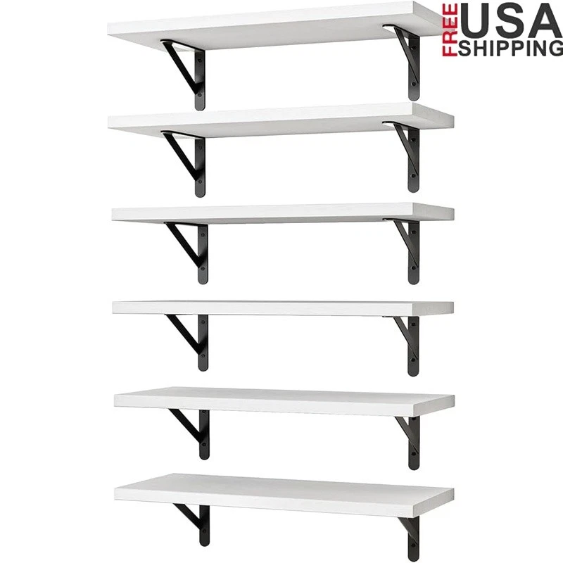 6 Pack Floating Wall Shelves Sturdy Wooden Shelving Units Home Office Decor New
Opens in a new windo