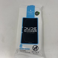 DUDE Wipes - On-The-Go Shower Wipes - 1 Pack 8 Wipes - Unscented Extra-Large