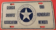 1985 Georgia Sheriffs Association Booster License Plate Honorary Member