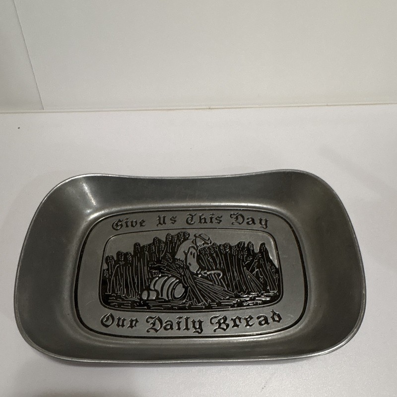 Wilton Armetale Bread Tray, Elegant Pewter, Give Us This Day Our Daily Bread