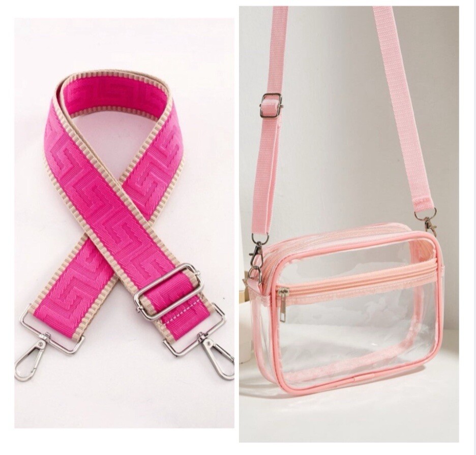 Pink Clear Transparent Concert/ Stadium Crossbody Bag W/ Add. Fashion Strap