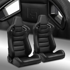 2 X Reclinable Black Side Carbon Fiber Mix Pvc Leather Leftright Racing Car 2 X Reclinable Black Side Carbon Fiber Mix Pvc Leather Leftright Racing Car
