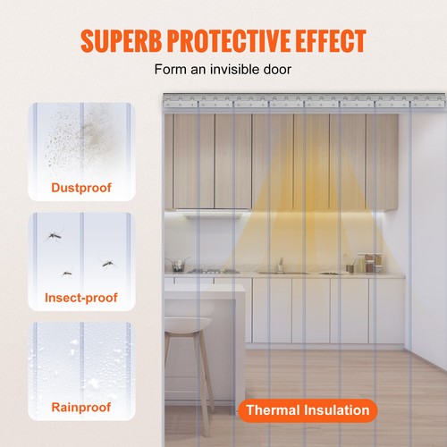 VEVOR Strip Curtain PVC Door Curtain 122 x 213.4 cm Cooler Freezer Clear Plastic - Picture 3 of 12