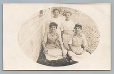 Young Women Friends RPPC Antique Photo—Girls Dresses AZO Postcard 1910s