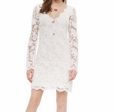 knee length dresses for ladies Chamberlain Scallop Trim Mini Dress White main image 0