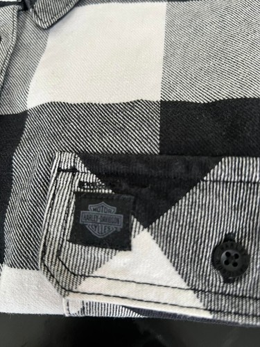Harley Davidson® Women's Buffalo Plaid Long Sleeve Woven Shirt Black White Sz XL - Picture 17 of 21