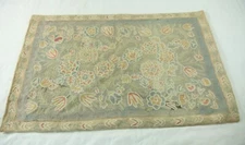 Fine Vintage Chain Stitch Kashmiri Wool Floral Kilim Wall Hanging Rug 35" x 22"
