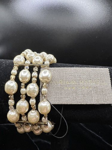 NEW Miriam Haskell Baroque Pearl and Swarovski Montees 4 Strand Coil Bracelet - Picture 4 of 6