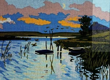 Needlepoint Painted Canvas Gobelin River. 12"x16" 6079 Collection D'Art