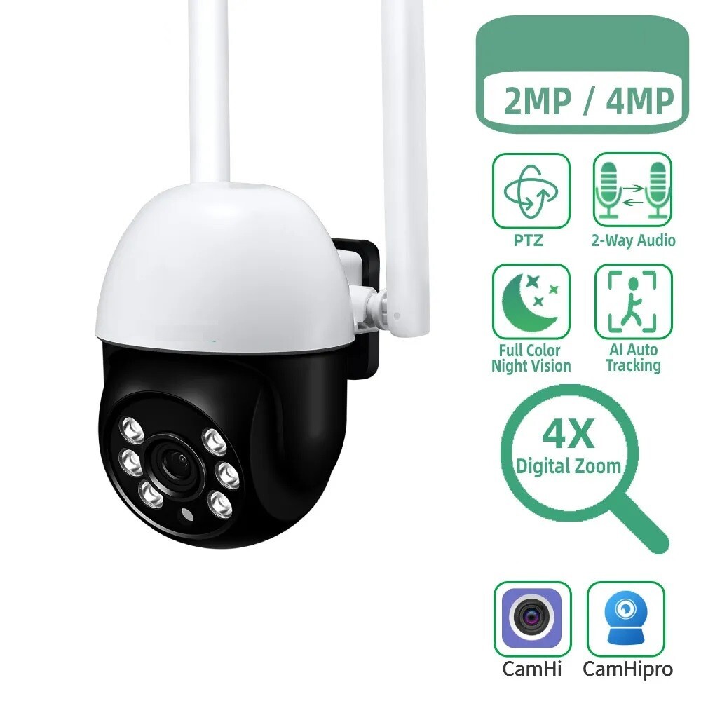 IP Camera P2P 4MP HD WiFi Color Night AI Auto Tracking Monitor for