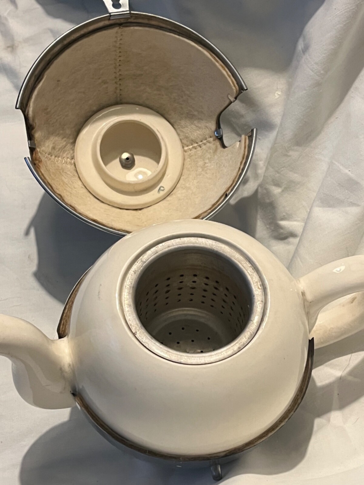 Vintage retro Art Deco hammered metal insulated Everhot teapot eBay