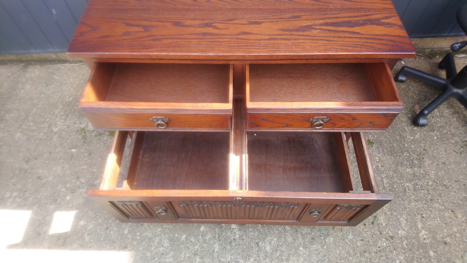 VINTAGE OAK OLD CHARM FILING IN GREAT CONDITION H26" X W39.5