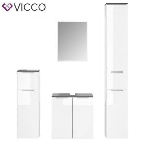 VICCO baño completo OTIS blanco - mueble alto mueble bajo mueble midi con espejo - Imagen 24 de 29
