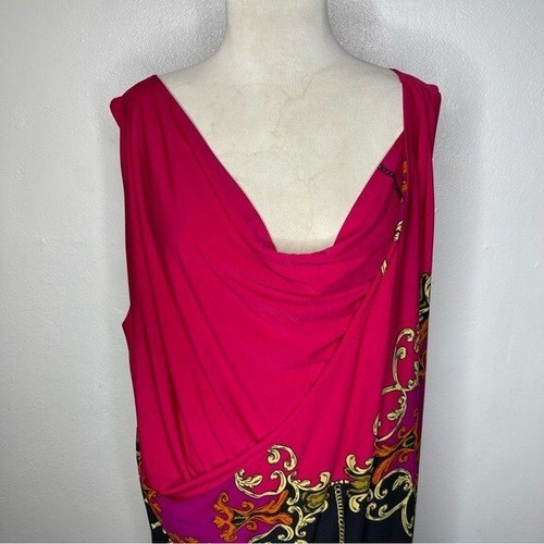 Avenue Faux Wrap Multicolor Printed Dress Scoop Neck Plus Size 26/28 - Picture 3 of 7