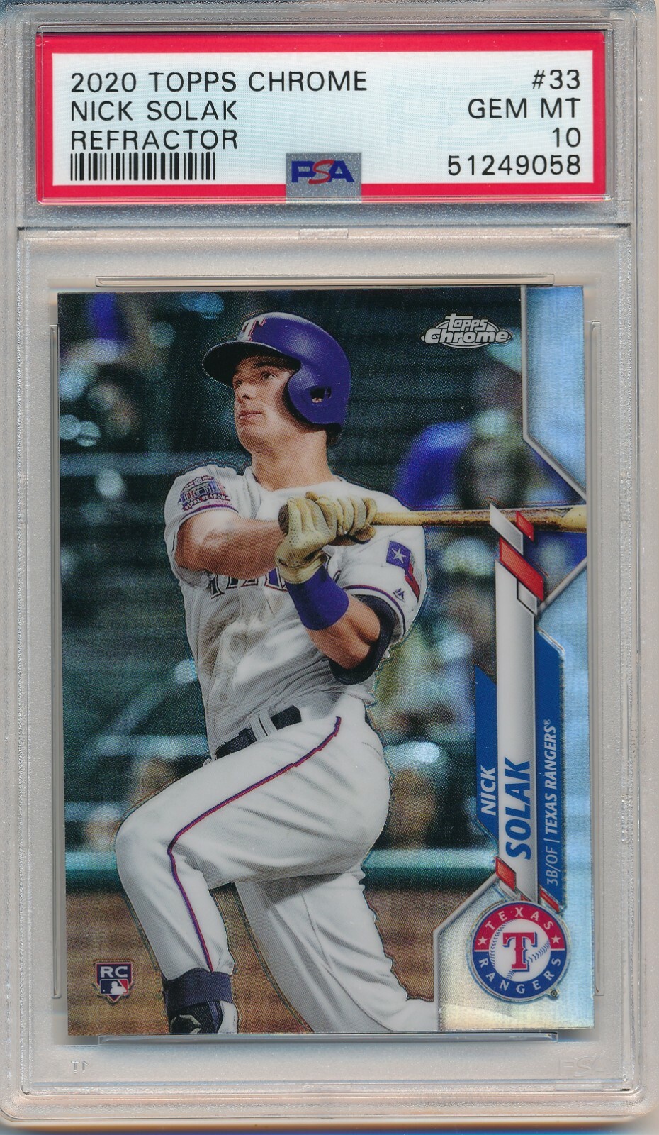 2020 TOPPS CHROME NICK SOLAK REFRACTOR #33 RC PSA 10 GEM MINT ROOKIE
