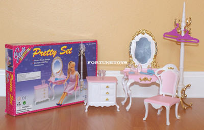 NEW GLORIA DOLL HOUSE FURNITURE Pretty Vanity With Coat Stand Playset (2315)