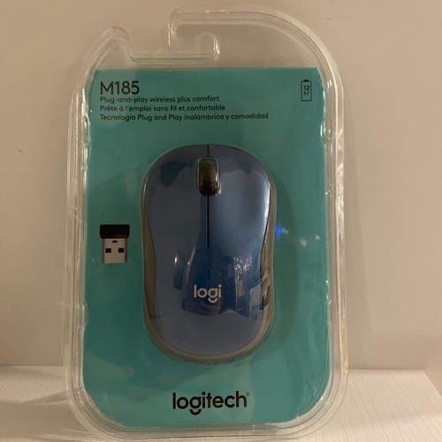Logitech Wireless Computer Mouse M185 Blue & Black - Open Box - 第 1/4 張圖片