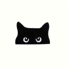 Smaller Iron on patch applique black cat 2 1/2 x 1 5/8-inch FREE SHIPPING