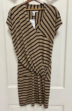 MANGO MNG Dress Striped Crossed Neckline NWT
