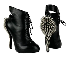 $2,210 Giuseppe Zanotti NIB Auth 5 US 35 EU Lace Spiked Leather Bootie Shoes Zip