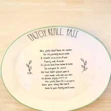 RAE DUNN ‘Enjoy. Refill. Pass’ Giving Platter/Plate - Brand NEW & Never Used