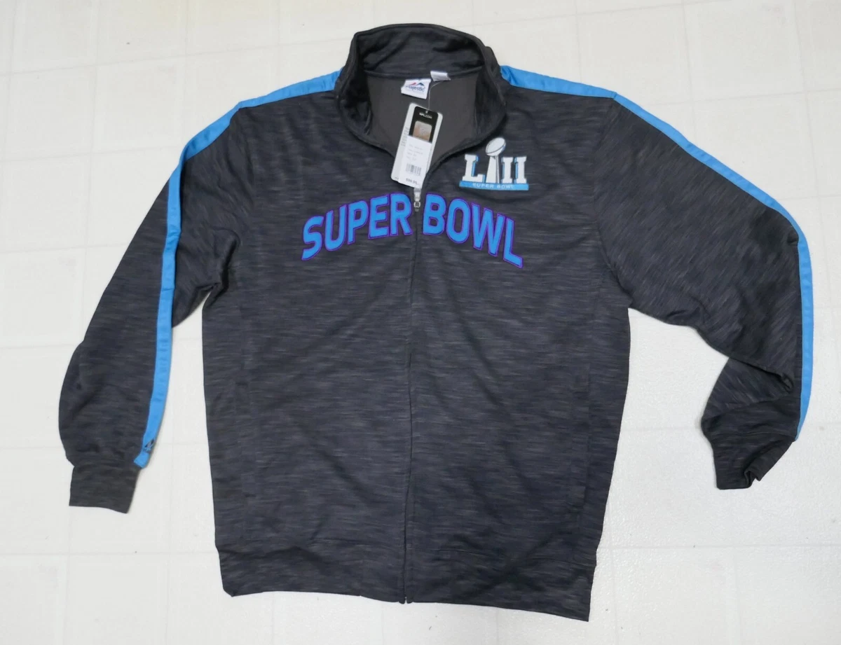 Mens XLT Majestic Super Bowl 52 NFL Football Eagles Full Zip Up Jacket