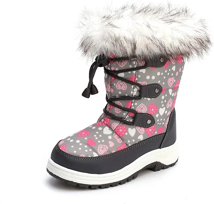 Bota de nieve para niños niños niñas botas de nieve impermeables botas de invierno forradas de piel sintética Foto 3 de 4