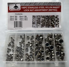 Goliath Metric 146pc Stainless Steel Nylon Insert Lock Nut Assortment ~ SSMLN146
