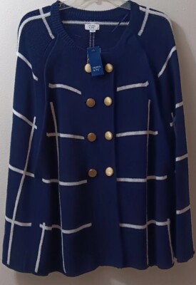 Crown And Ivy Womens Fashion Top Navy/Ivory One Size New With Tag 