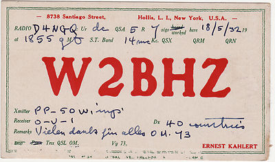 QSL Card HOLLIS L.I. NEW YORK 1932 USA Funk Karte Radio W2BHZ    ( 80405