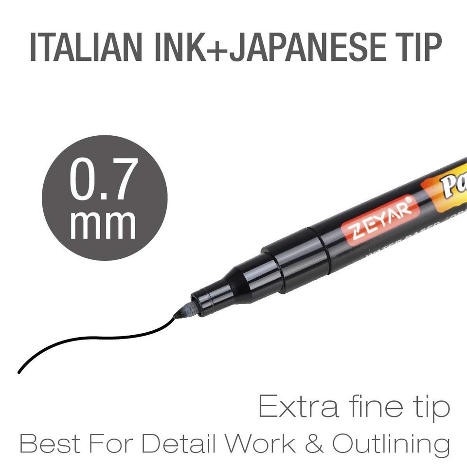 ZEYAR Premium Acrylic Paint Pen, Water Based, Extra Fine Point, 18