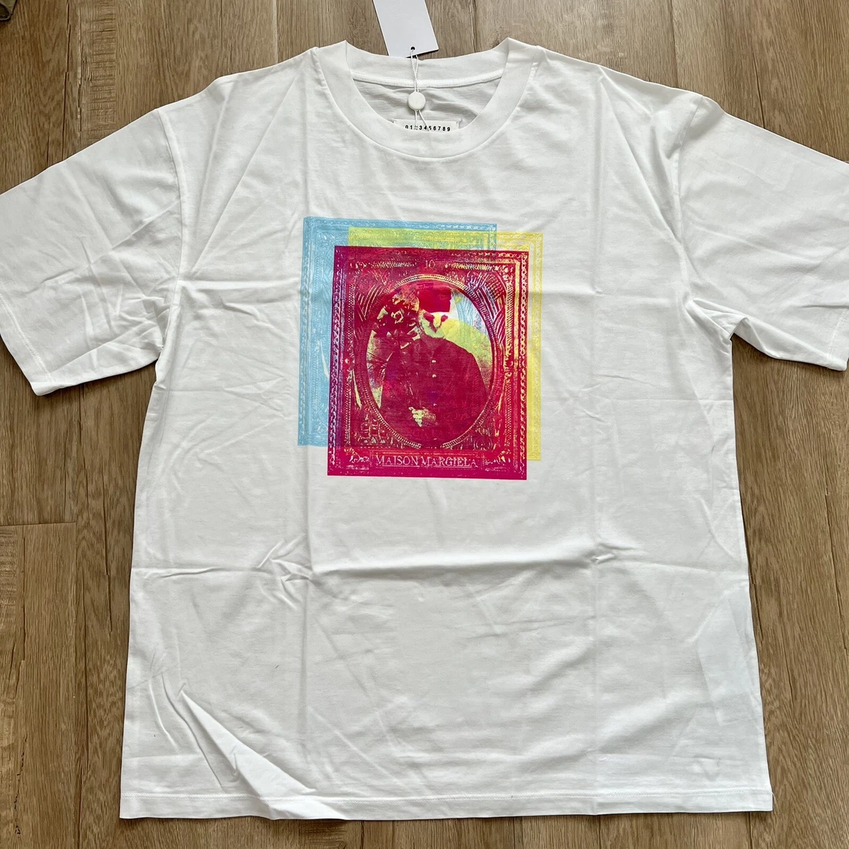 Maison Margiela S50GC0649 Frame Print Short Sleeve Shirt White/pink size IT 44