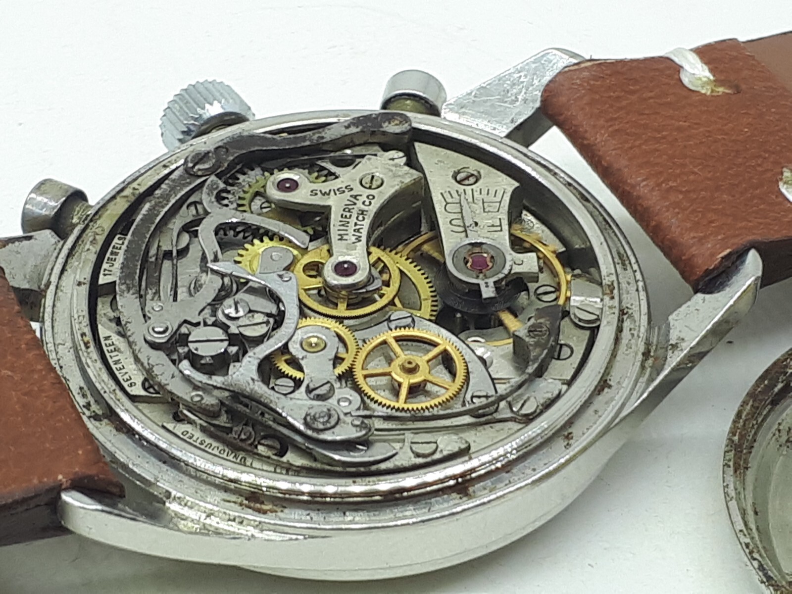 VINTAGE MINERVA CHRONOGRAPH CAL 13-20 CH WATCH PILOT FACTORY DIAL EXTREMLY RARE