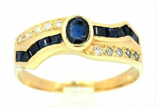 Lab-Created Sapphire Yellow Gold Fine Rings