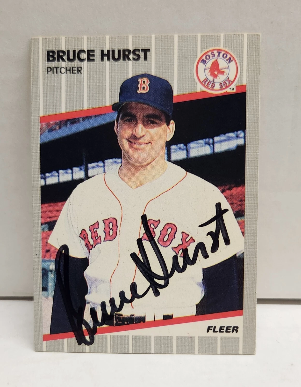 BRUCE HURST 1989 Fleer #91 Autograph ~ Boston RED SOX ~ IP AUTO