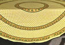 LE CLUNY, MONACO YELLOW FRENCH PROVENCE COATED COTTON TABLECLOTH, 70" ROUND