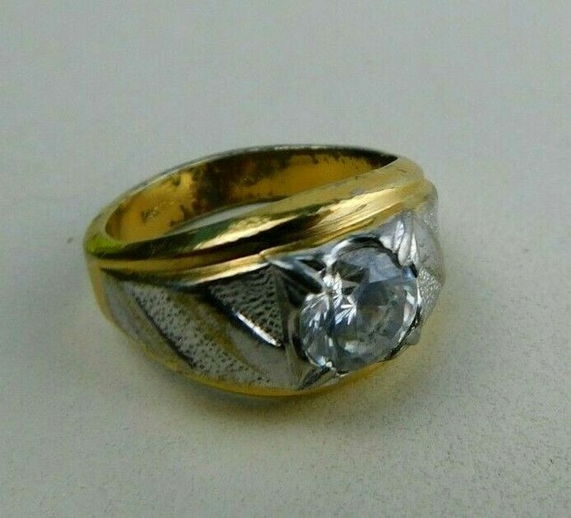 14K Gold HGE Lind Men s Ring W Cubic Zirconium CZ Sz 11 EBay