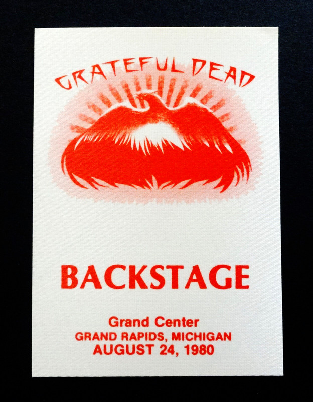 Grateful Dead Backstage Pass Grand Rapids Michigan MI 8/24/80 8/24/1980 Mouse GD