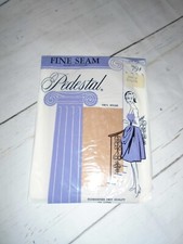 NOS Vintage 1950's Women's Beige Nylon PEDESTAL Seamless Stockings Size 8.5