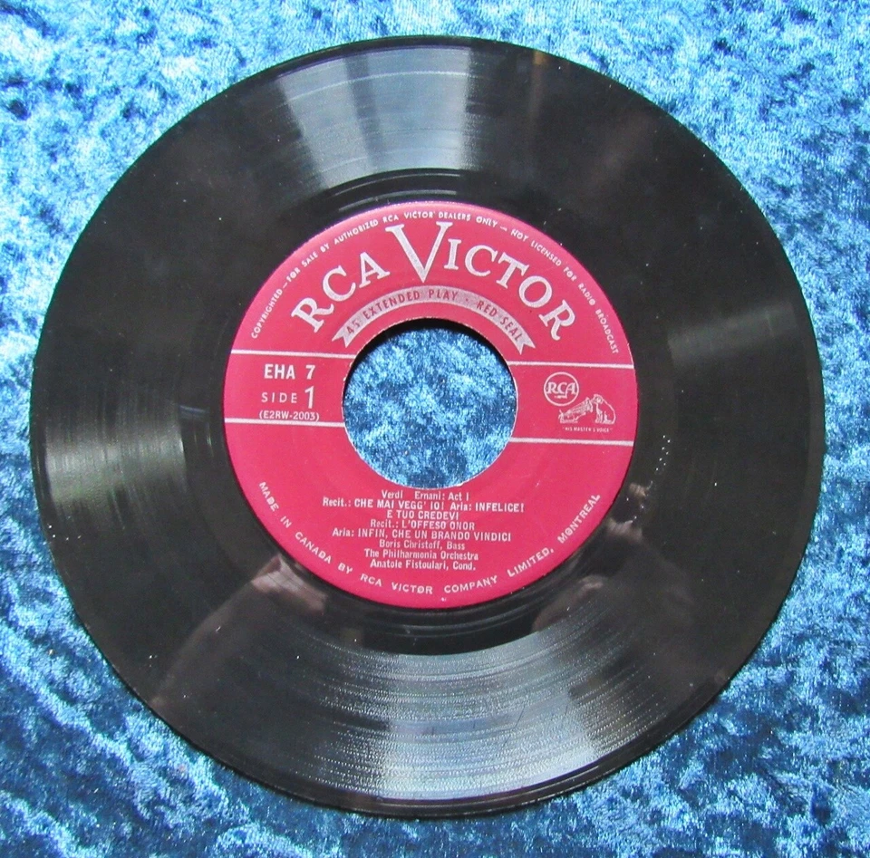 3 Verdi's Operatic Arias by Boris Christoff Rare 7" Board Cover 45 - Image 3 of 3