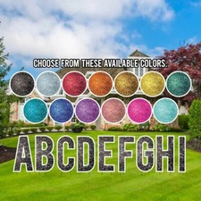 18  Sparkle Alphabet Yard Sign Letters, Bebas Font, 26pcs, 52 Stakes