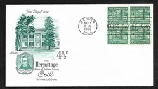 #1059 4 1/2c  Hermitage - Artmaster FDC Coil pairs (2+2)