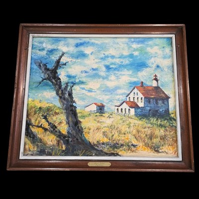 1971 Block Island Lighthouse Original painting B Fearn 23'' x 27''