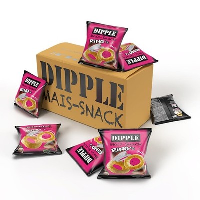 36x 20g Dipple Mais-Snack Ring´z Onion Wurfartikel Zwiebelringe Snack Chips