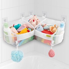 3 Compartments Bath Toy Storage Corner Bath Toy Holder for Bathtub