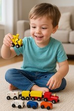 Lot of 7 Wooden Magnetic Train Cars  Vehicles Fits Brio Lillabo Thomas Mixed