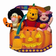 Rare 1999 NEW Fisher Price Winnie The Pooh Halloween Plush Set w/ Tigger Piglet