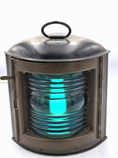 Vintage PERKO Marine Navigation Lantern Blue Fresnel Glass Brooklyn NY Lamp USA