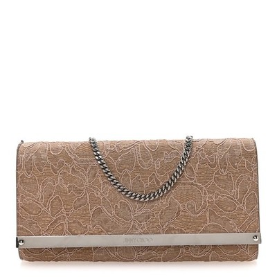 Jimmy Choo Milla Lace Clutch   Powder Pink w/ Chain Strap